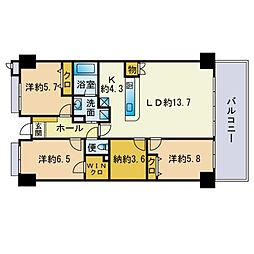 アイランドシティ・インフィニガーデン　サウス棟 2階3SLDKの間取り