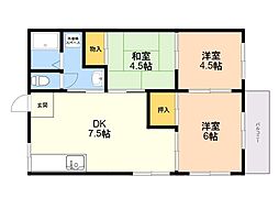 コスモハイツ東和 2階3DKの間取り