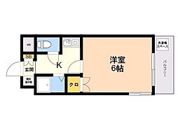 ベルデマール千早 1DKの間取図画像