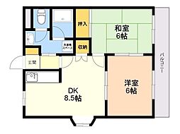 ネオプラザ和白 2DKの間取図画像