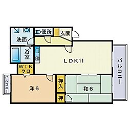 エスペランサ舞松原 2LDKの間取図画像
