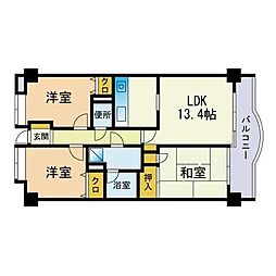ハイラーク香椎 3LDKの間取図画像