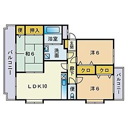 マリオンズ2森 3LDKの間取図画像