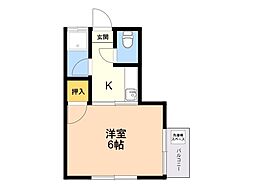 ベルコーポ香椎北 1Kの間取図画像