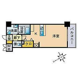 LUXCAS香椎浜 ワンルームの間取図画像
