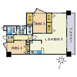 三愛シティライフ香椎 2LDKの間取図画像