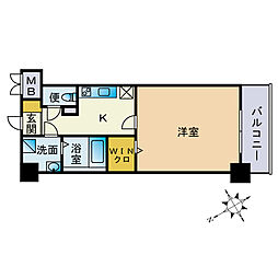 LUXCAS香椎浜 1Kの間取図画像