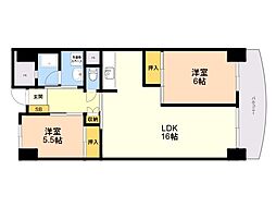 ビレッジハウス香椎浜タワー 2LDKの間取図画像