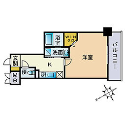 LUXCAS香椎浜 1Kの間取図画像