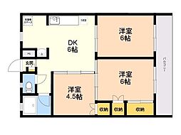 第2作賑ビル 3DKの間取図画像
