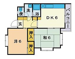 トラスティ八田 2DKの間取図画像
