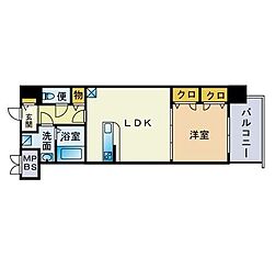 エンクレスト日赤通り 3階1LDKの間取り