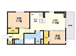トリシア野多目I I 2LDKの間取図画像
