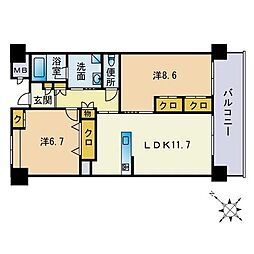 L'AVANT 2LDKの間取図画像