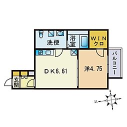 Branche大橋 1DKの間取図画像