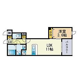 ルピエ平尾 1LDKの間取図画像