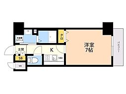 アルファレガロ大橋 1Kの間取図画像