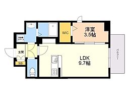LIBTH高宮南 1LDKの間取図画像