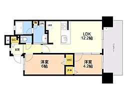 グランフォーレ大橋駅前レジデンス 2LDKの間取図画像