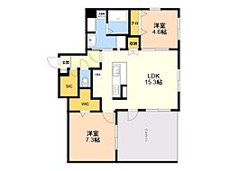 quador Contigo 高宮 2LDKの間取図画像
