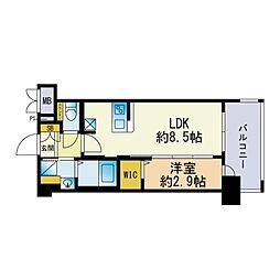 グランフォーレ大橋プレミア 1LDKの間取図画像