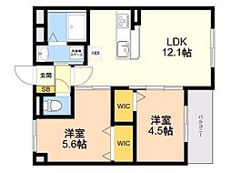 LUXCAS大橋 2LDKの間取図画像