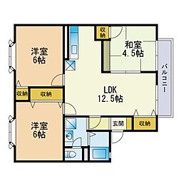 ボン・セジュールA棟 3LDKの間取図画像