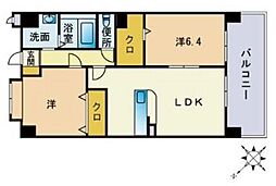 スカイシャトレ曰佐 2LDKの間取図画像