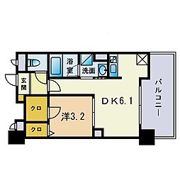 HF平尾レジデンスイースト 1DKの間取図画像