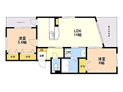 グランドゥールステラ 2LDKの間取図画像