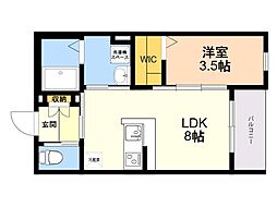 robot home 大橋 1LDKの間取図画像