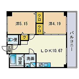 寿ハイツ 2LDKの間取図画像