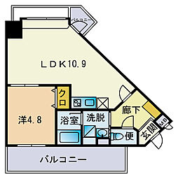 HF平尾レジデンスイースト 1LDKの間取図画像