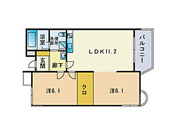 エバシオン平尾 2LDKの間取図画像