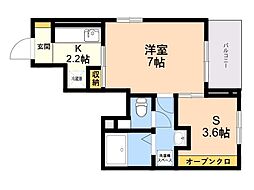 サングレイス笹原 1SKの間取図画像