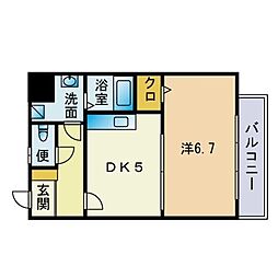 ときわマンション那の川 1DKの間取図画像