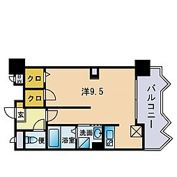 HF平尾レジデンスイースト ワンルームの間取図画像