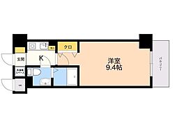 クリエート大楠 1Kの間取図画像