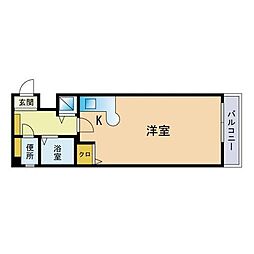 シティパレス大橋駅前パート2 ワンルームの間取図画像
