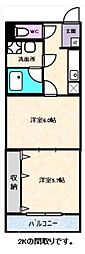 ヴィルシーナ花畑 2Kの間取図画像