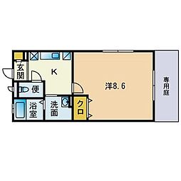 アムール明清 1Kの間取図画像