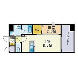 ツインズ大橋B館 1LDKの間取図画像
