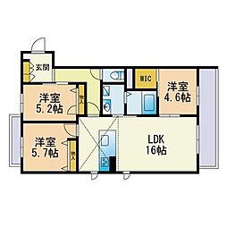 クラス姪浜 3LDKの間取図画像