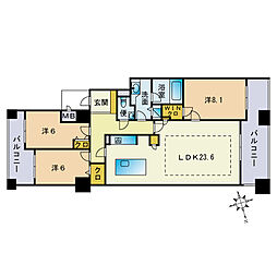 コアマンションマリナヒルズ室見 3LDKの間取図画像