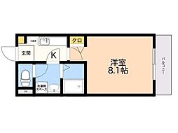 フライハイト姪浜 1Kの間取図画像