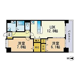 ウエストビレッジ姪浜 2LDKの間取図画像