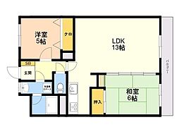 セザール姪浜 2LDKの間取図画像