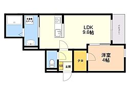 クリーク下山門1 1LDKの間取図画像