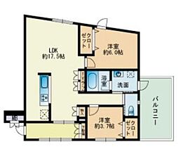 カルシア姪浜ノヴァリア 2LDKの間取図画像
