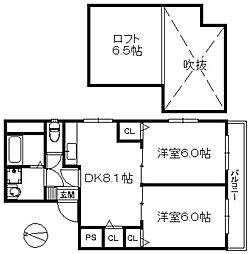 ピュール西の丘 2SLDKの間取図画像